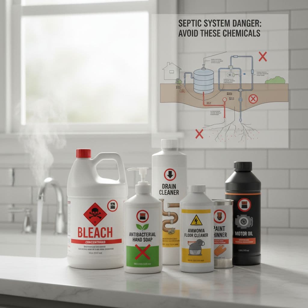 Chemicals to avoid or limit in a septic home